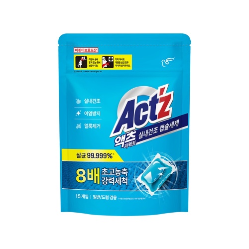 PIGEON Концентрированный гель "Act’z" для стирки белья для машин с вертикальной и горизонтальной загрузкой (капсулы / для сушки в помещении) 15 шт.