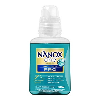 Lion Жидкое средство "Top Nanox One PRO" для стирки (максимальное отстирывающее и дезодорирующее действие + сохранение цвета + защита от повреждений, суперконцентрат) 380 г