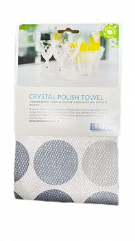 Кухонное полотенце Smart Microfiber для полировки ценной посуды, белое в серый горошек