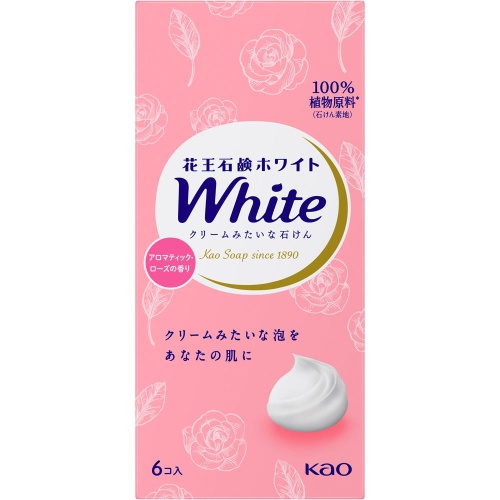 KAO Натуральное увлажняющее туалетное мыло "White" со скваланом (роскошный аромат роз) 85 г х 6 шт.