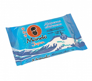 Maneki Салфетки влажные Kaiteki антибактериальные ""Морская свежесть"", 15 шт.
