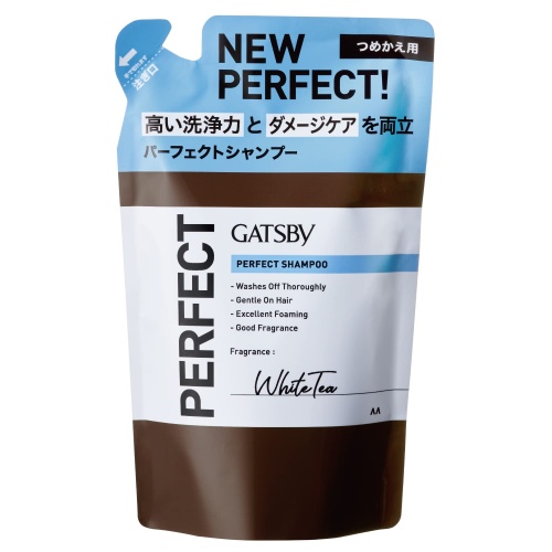 Mandom Мужской шампунь "Gatsby Perfect Shampoo" для двойной очистки кожи головы и удаления укладочных средств (аромат белого чая) 300 мл