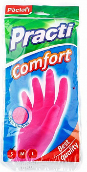 Paclan Перчатки резиновые Comfort размер S розовые 2 шт