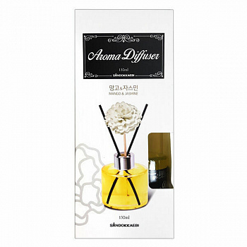 Sandokkaebi Жидкий освежитель воздуха "Aroma Diffuser" (стеклянный флакон + палочки / манго и жасмин) 130 мл