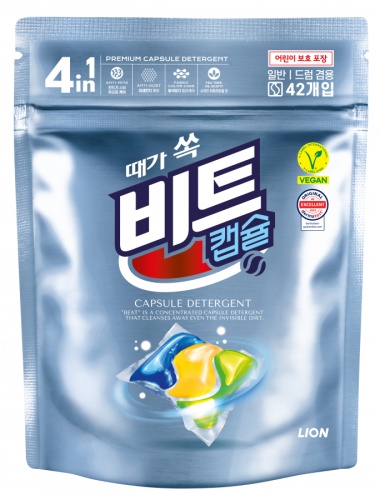 Lion Капсулы для стирки (Korea) Premium 4 в 1, «Чайное дерево»  от скрытых загрязнений 18 г х 42 шт