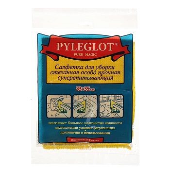 PYLEGLOT Салфетка для уборки стеганная особо прочная супервпитывающая, 33х35 см