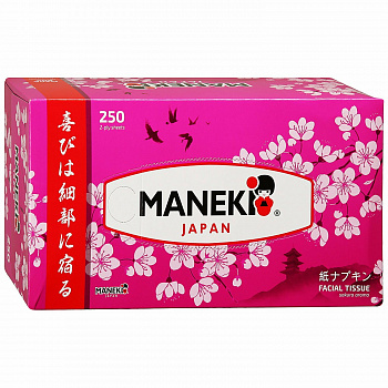 Maneki Салфетки бумажные SAKURA с ароматом сакуры 2 слоя белые 250 шт