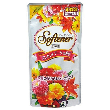Nihon Detergent Кондиционер для белья (с антибактериальным эффектом и элегантным богатым ароматом роз) "Softener Fragrance elegant bouquet" (мягкая упаковка) 500 мл