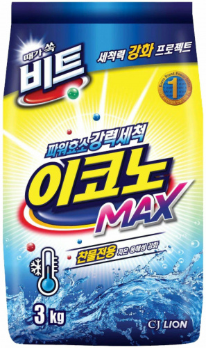 Lion Стиральный порошок beat econo max для стирки в холодной воде автомат в мягкой упаковке 3 кг