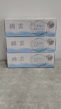 Ideshigyo Премиальные двухслойные особо мягкие бумажные салфетки "Watagumo" (с маслом ши / увеличенные / произведены на воде с горы Фудзи), 200 шт. х 3 пачки