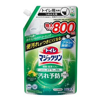 KAO Чистящее и дезодорирующее пенящееся средство "Magicclean" для туалета «Мята и цитрус» (протирание сиденья и обработка унитаза / спрей) 800 мл, мягкая упаковка с крышкой