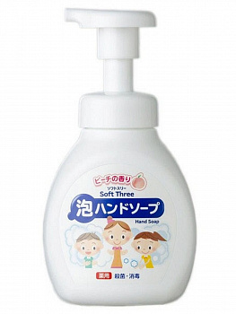 Пенное мыло Mitsuei Soft Three нежное, для рук, с ароматом персика (антисептическое) 250 мл