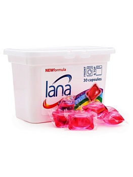 LANA Жидкое средство "lana" для стирки в капсулах (аромат розы) 30 шт