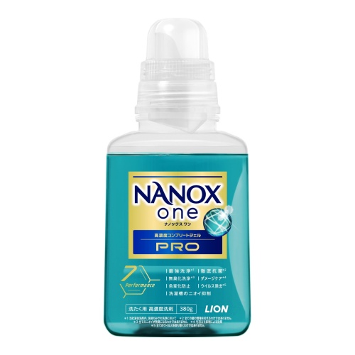 Lion Жидкое средство "Top Nanox One PRO" для стирки (максимальное отстирывающее и дезодорирующее действие + сохранение цвета + защита от повреждений, суперконцентрат) 380 г
