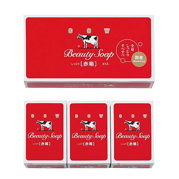Cow Brand Мыло туалетное молочное увлажняющее с ароматом роз 100 гр 3 шт