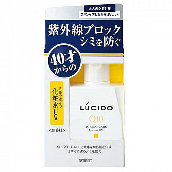 Mandom Увлажняющий лосьон Lucido Ageing Care Lotion UV для лица с защитой от ультрафиолета SPF 28 PA++ для мужчин после 40 лет без запаха, красителей и консервантов 100 мл