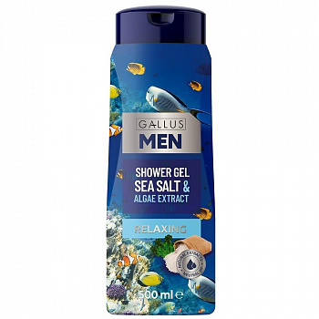 Gallus Гель для душа men мужской морская соль и экстракт водорослей 0,5 л.