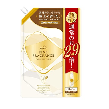 Nissan FaFa Антистатический кондиционер Fafa Fine Fragrance «Ciel» для белья с прохладным ароматом белых цветов 1440 мл (мягкая упаковка с крышкой)