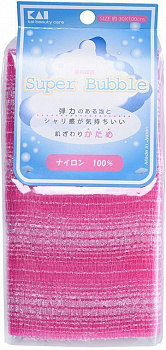 Kai-Razor мочалка для тела "Supper Bubble", массажная, жесткая, цвет: ярко-розовый