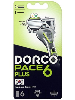 DORCO PACE 6 PLUS  NEW (станок + 2 кассеты) система, 6 лезвий + 1лезвие-триммер, SXA5002