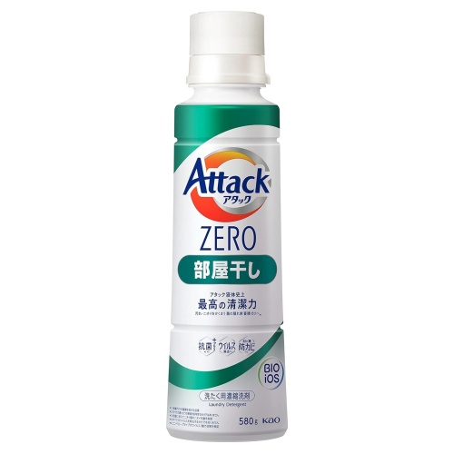 KAO Жидкое средство для стирки "Attack ZERO" (суперконцентрат, с защитой от неприятных запахов при сушке в помещении) 580 г, флакон