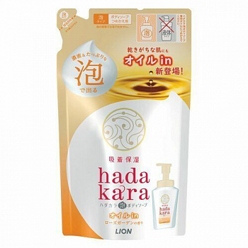 Lion Бархатное экстра-увлажняющее мыло-ПЕНКА для тела с ароматом розового сада “Hadakara" 420 мл