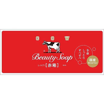 Cow Brand Молочное увлажняющее мыло с пудровым ароматом роз «Beauty Soap» красная упаковка (кусок 90 г × 6 шт.)