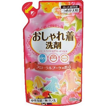 Nihon Detergent Жидкое средство для стирки деликатных тканей  (натуральное, на основе пальмового масла) "Oshyare Arai" (мягкая упаковка) 400 мл