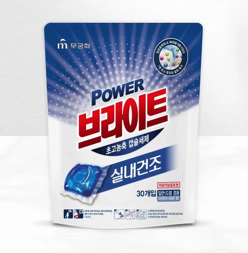 Mukunghwa Жидкое средство "Power Bright Ultra-Concentrated Capsules" для стирки («Морской бриз» / ультраконцентрированное / для сушки в помещении / капсулы) 30 шт.