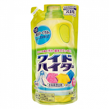 KAO Жидкий кислородный отбеливатель для цветного белья «Wide Haiter» (с антибактериальным эффектом), мягкая упаковка 720 мл