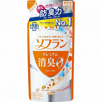 Lion Soflan Premium Aroma Soap Кондиционер для белья с ароматом свежести и цветов 420 мл.