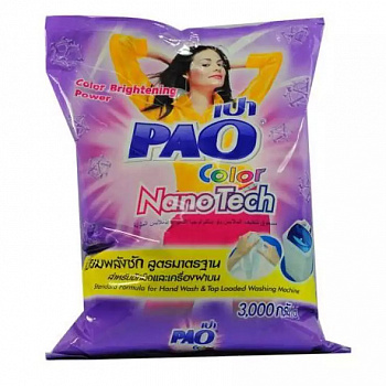 Lion Стиральный порошок PAO Nano Tech Ccolor для цветного белья 3 кг