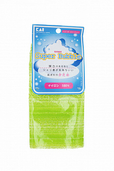 Kai-Razor Мочалка для теля Foaming Body Towel жесткая, с объёмным плетением, зелёная