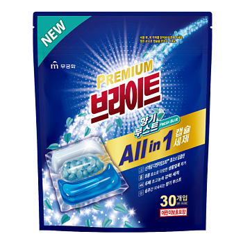 Mukunghwa Жидкое средство "PREMIUM Bright All in 1 Capsules" для стирки Феноменальная свежесть /ультраконцентрированное/дезодорирующее/капсулы) 30 шт.