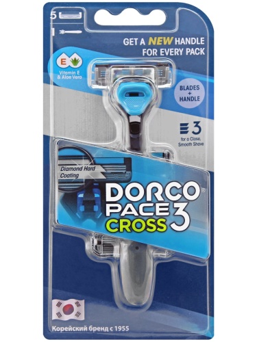 Dorco Pace CROSS 3  бритв. станок + (5 кассет CROSS) с 3 лезвиями, TRC 1005