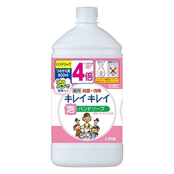 LION Мыло-пенка для рук KireiKirei с маслом лимона с фруктово-цитрусовым ароматом, 800 мл