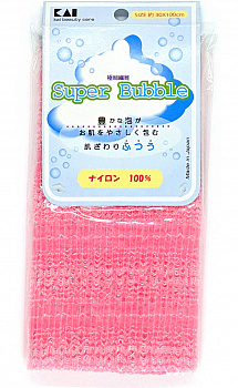 Kai-Razor Super Bubble Soft Pink Нейлоновая мочалка для тела с особым объёмным плетением средней жёсткости