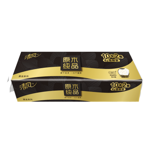 Gold Hond Ye Paper Премиальная ультрамягкая туалетная бумага "Breeze Black gold" (четырёхслойная, с тиснёным рисунком) 15 м х 12 рулонов